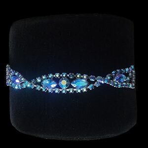 1940's Blue Aurora Borealis Stones Silver Tone Blue Rhinestone Bracelet